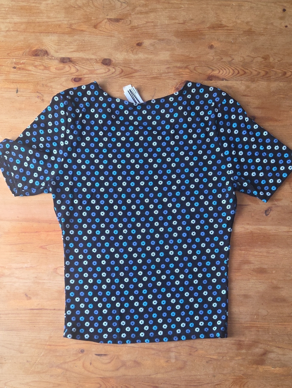 Vintage 90s Y2K Mariposa Slinky Raised Floral Dot Short Sleeve Top M - Picture 2 of 9
